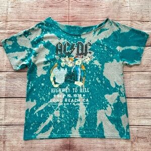 AC/DC • Vintage Teal Tie-Dye ‘Highway to Hell’ Tour Merch Graphic Tee - Size XL